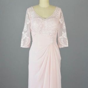 JJ'S HOUSE Sweetheart Chiffon Lace Blushing Pink Mother of the Bride Dress Sz 2